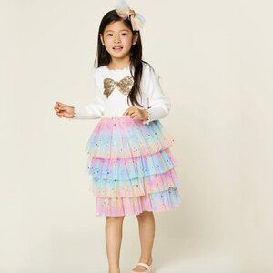 Petite Hailey Bow Layered Tutu Dress 4T